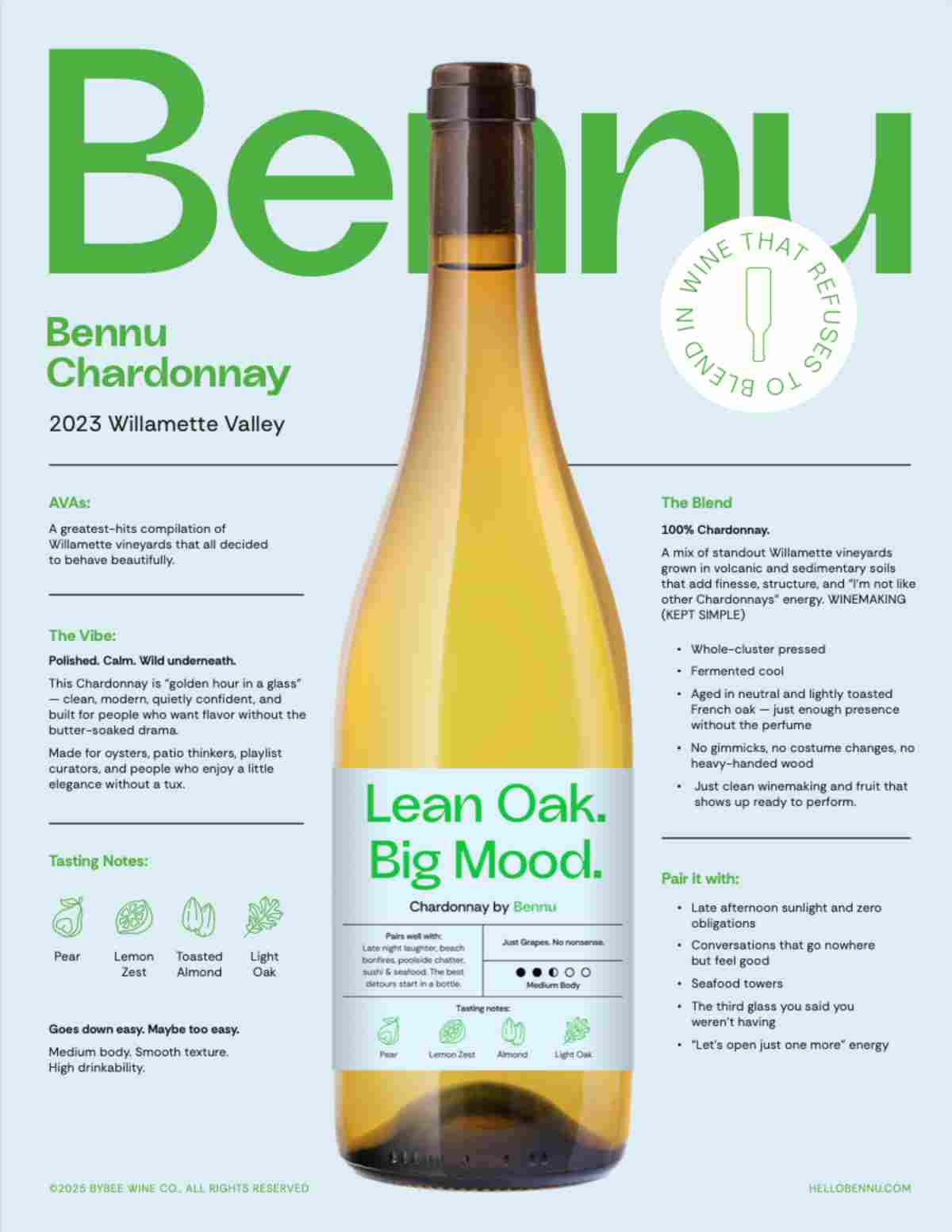 Bennu Chardonnay tech sheet